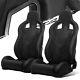 Black Pvc Leather Left/right Reclinable Elite Style Racing Bucket Seats + Slider