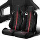 Black Pvc Leather/red Strip/red Stitch Left/right Recaro Style Racing Seats