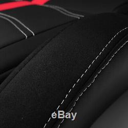 Black PVC Leather/Red Strip/Red Stitch Left/Right Recaro Style Racing Seats
