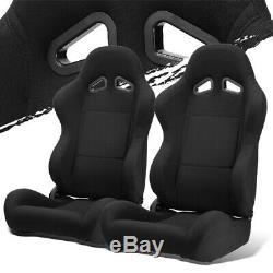 Black Pineapple Seat Fabric Left/Right Type-R Style Racing Bucket Seats + Slider