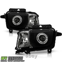 Blk 2010-2013 Chevy Camaro LED Halo Projector Headlights Headlamps 10 11 12 13