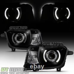 Blk Smoke 2010-2013 Chevy Camaro LED CCFL Projector Headlights Halogen Headlamps