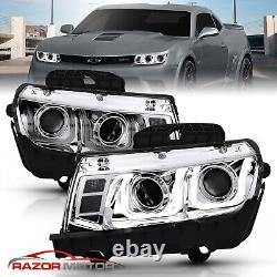 CCFL U Style Tube 2014 2015 For Chevy Camaro Projector Chrome Headlights Pair