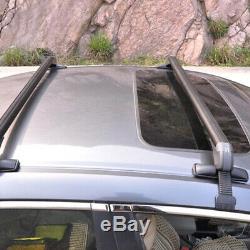 Car Roof Rail Luggage Rack Baggage Carrier Cross Aluminum Black withAntitheft Lock