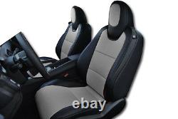 Chevy Camaro 2010-2014 Black/grey Iggee S. Leather Custom Fit Front Seat Cover
