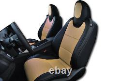 Chevy Camaro 2010-2015 Black/beige Iggee S. Leather Custom Fit Front Seat Cover