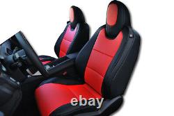 Chevy Camaro 2010-2015 Black/red Iggee S. Leather Custom Fit Front Seat Cover