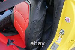 Chevy Camaro 2016- Black/red Iggee S. Leather Custom Fit Front Seat Cover