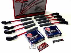 Chevy Ls1 Ls2 Ls3 Ls6 Msd Racing Wires & Iridium Spark Plugs + Free Emblems Red