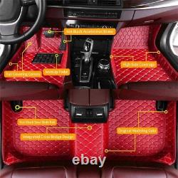 Custom Car Floor Mats for Chevy Chevrolet Camaro SS 2010-2015 Leather (red)