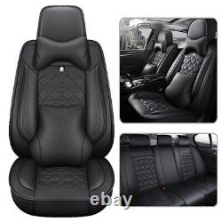 Deluxe Car Seat Covers 5-Seats Front Rear PU Leather Cushions Set Auto SUV Truck