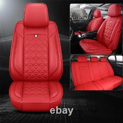 Deluxe Car Seat Covers 5-Seats Front Rear PU Leather Cushions Set Auto SUV Truck