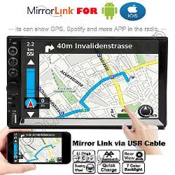Double 2Din Car Stereo With Backup Camera Touch Screen Radio Mirror Link For GPS