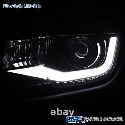 Fit 10-13 Chevy Camaro LED Bar Glossy Black Projector Headlights Lamp Left+Right