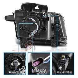Fit 2010-2013 Chevy Halogen Camaro LED Tube Projector Black Headlight lamp Set