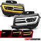 Fit 2014-2015 Chevy Camaro Black Projector Headlights Switchback Led Sequential