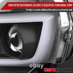 Fit 2014-2015 Chevy Camaro Black Projector Headlights Switchback LED Sequential