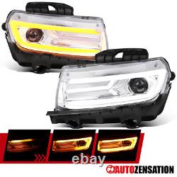 Fit 2014-2015 Chevy Camaro Projector Headlights Switchback LED Sequential 14-15