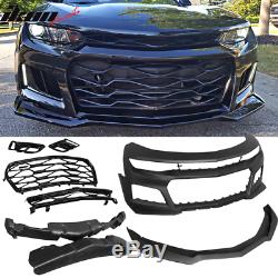 Fits 16-18 Chevrolet Camaro Front Bumper Cover Conversion ZL1 Style Black PP