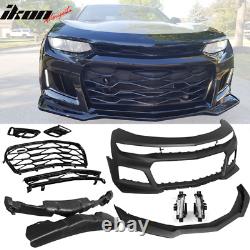 Fits 16-18 Chevy Camaro ZL1 Style Front Bumper Cover Conversion with DRL Fog Light