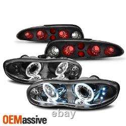 Fits 1998-02 Chevy Camaro Z28 Black LED Halo Projector Headlights + Tail Lights
