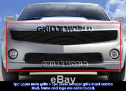 Fits 2010-2013 Chevy Camaro SS V8 Phantom Style Black Billet Grille Combo