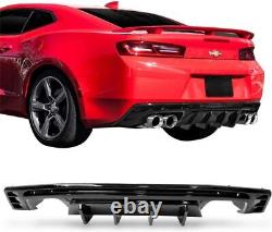 Fits 2016-2023 Chevy Camaro Rear Bumper Lip Diffuser Glossy Black Quad Exhaust
