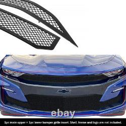 Fits 2019-2023 Chevy Camaro 1SS/2SS Stainless Black Mesh Grille Insert Combo