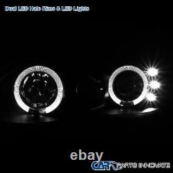 Fits 98-02 Chevy Camaro LED Dual Halo Black Smoke Projector Headlights Lamp Pair