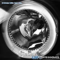 Fits 98-02 Chevy Camaro LED Dual Halo Black Smoke Projector Headlights Lamp Pair
