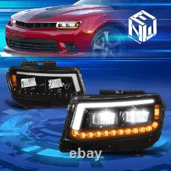 For 14-15 Chevy Camaro Black Housing LED DRL Sequential Turn Signal Headlights
