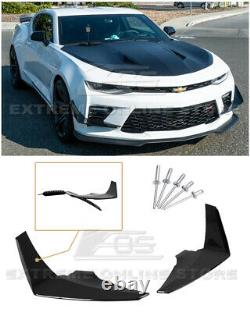 For 16-18 Chevy Camaro SS Glossy Black Front Bumper Side Canards Dive Plane Pair