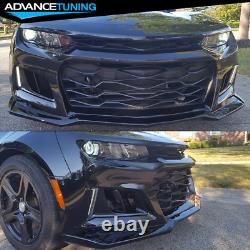 For 16-18 Chevy Camaro ZL1 Style Front Bumper Cover Conversion with DRL Fog Light