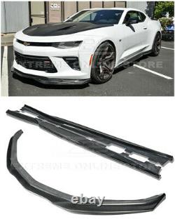 For 16-Up Camaro SS EOS T6 Style CARBON FIBER Front Lip Splitter & Side Skirts
