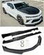 For 16-up Chevy Camaro Refresh Zl1 Style Front Bumper Lip Splitter & Side Skirts