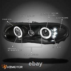 For 1998-2002 Chevy Camaro Black LED Halo Projector Headlights Lamps Left+Right