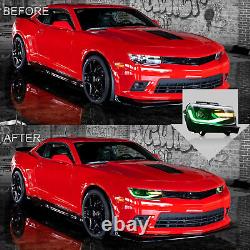 For 2014 2015 Chevy Chevrolet Camaro RGB LED Brighter Headlights Sequential Set