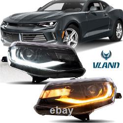 For 2016-18 Chevy Camaro Halogen&HID Model Headlights LED Projector Front Lamps