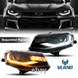 For 2016-18 Chevy Camaro RS SS ZL LS LT Pair Projector Dual Beam LED Headlights