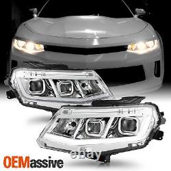 For 2016-2018 Chevy Camaro Halogen LED Tube Bar DRL Parking Projector Headlights