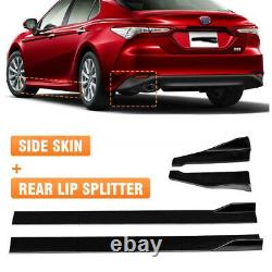 For Chevrolet Camaro Front Bumper Lip Splitter Spoiler Glossy Kit + Side Skirt