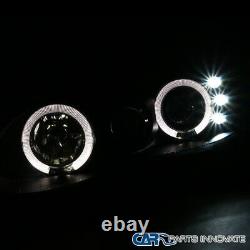 For Chevy 98-02 Camaro LED Halo Black Projector Headlights Head Lamps Left+Right