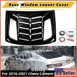 For Chevy Camaro 2016-2021 Gloss Black Rear Window Louver Sun Shade Cover Guard