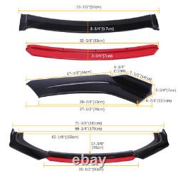 For Chevy Camaro Black&Red Front Bumper Lip Spoiler Splitter + 86.6 Side Skirts