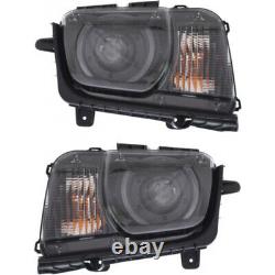 For Chevy Camaro Headlight 2010-2013 Pair LH and RH Black Housing with Bulbs DOT