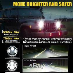 For Jeep Wrangler JK TJ LJ Halo RGB 7'' LED Headlights DRL Lights Combo Kit 2PCS