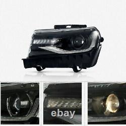 Front DRL Sequential LED Headlight Assembly For 2014-2015 Chevy Camaro LH & RH