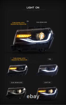 Front LED Projector Headlights For 2014 2015 Chevrolet Chevy Camaro One Pair