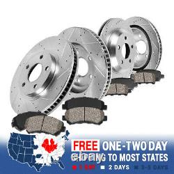 Front+Rear Drill Slot Brake Rotors And Ceramic Pads For 2010 2015 Chevy Camaro