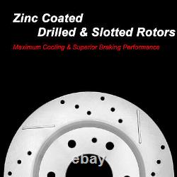 Front+Rear Drill/Slot Zinc Brake Rotors Ceramic Pads for Chevy Camaro 10-14